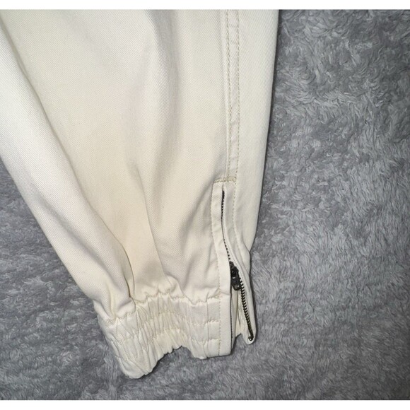 Spanx Women’s Ivory Cream Twill Cargo Joggers Pants Zipper Ankles Size Large - Picture 2 of 12